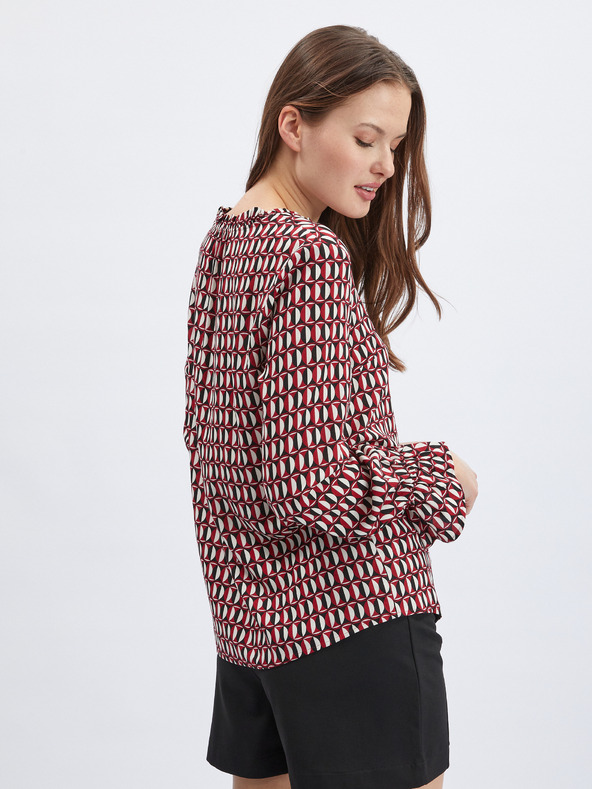 Orsay Λευκή και κόκκινη γυναικεία μπλούζα με σχέδιο ORSAY