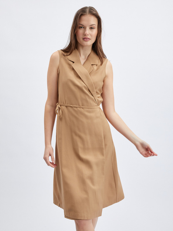 Orsay Ανοιχτό καφέ γυναικείο φόρεμα με περιτύλιγμα ORSAY