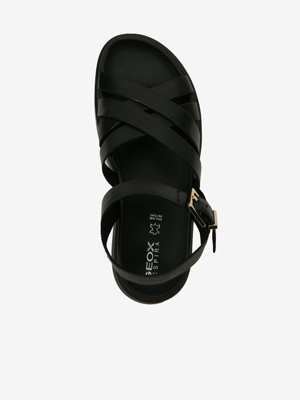 Geox Μαύρα γυναικεία δερμάτινα σανδάλια Geox