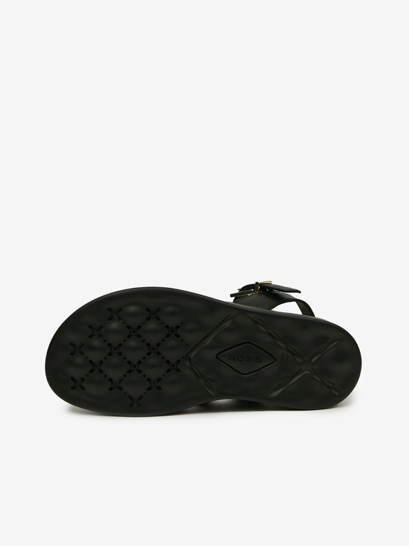 Geox Μαύρα γυναικεία δερμάτινα σανδάλια Geox