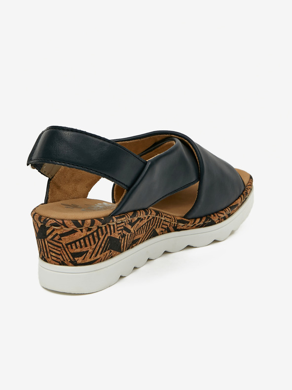 Rieker Γυναικεία σφηνοειδή σανδάλια Rieker σκούρο μπλε