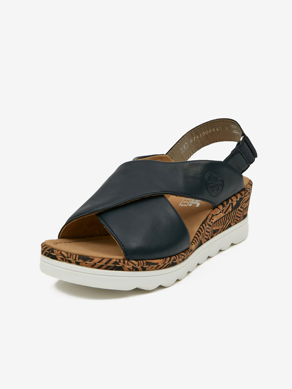 Rieker Γυναικεία σφηνοειδή σανδάλια Rieker σκούρο μπλε