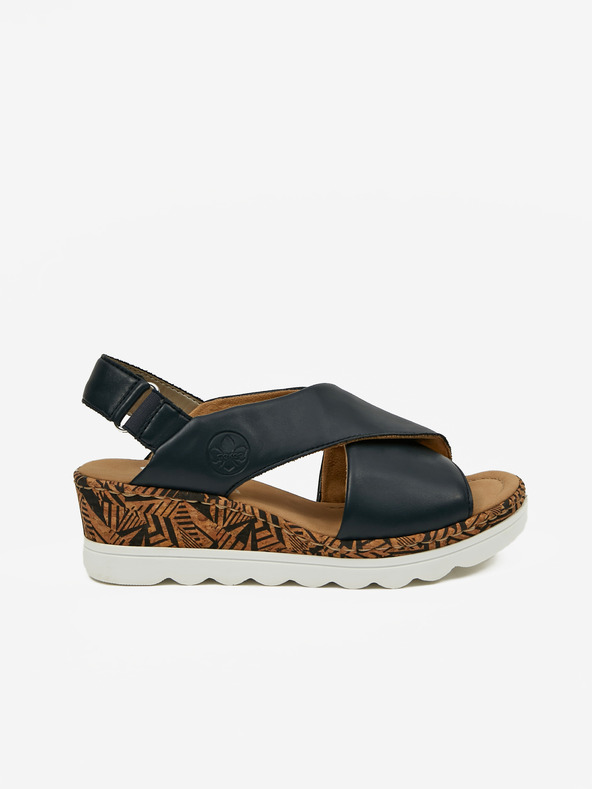 Rieker Γυναικεία σφηνοειδή σανδάλια Rieker σκούρο μπλε