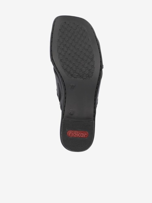 Rieker Μαύρες γυναικείες δερμάτινες παντόφλες Rieker