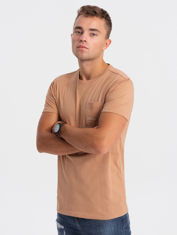 Ombre Clothing Ανοιχτό καφέ ανδρικό μπλουζάκι Ombre Clothing