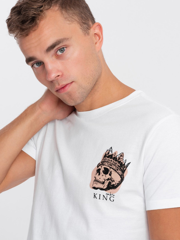 Ombre Clothing Λευκή ανδρική μπλούζα Ombre Ενδύματα