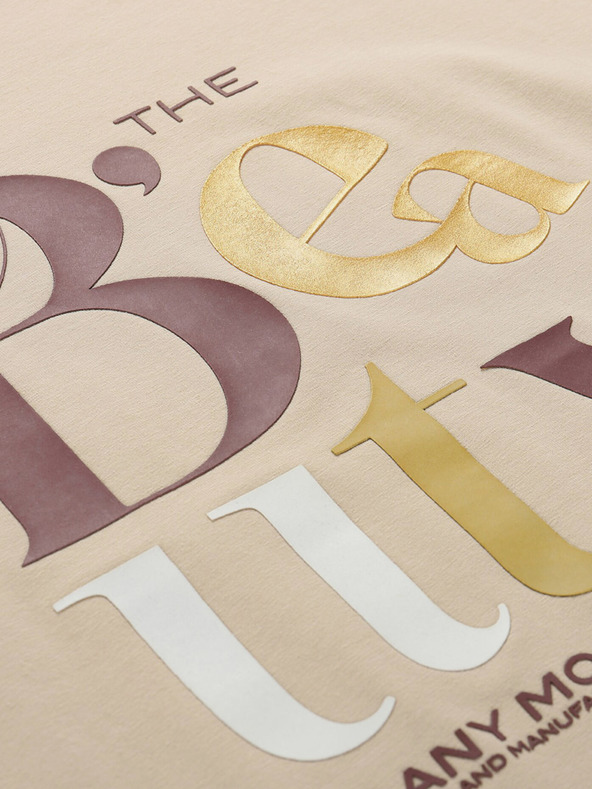 NAX Μπεζ γυναικείο T-shirt NAX NERGA