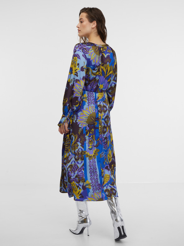 Orsay Μπλε γυναικείο σατέν μίντι με σχέδια ORSAY