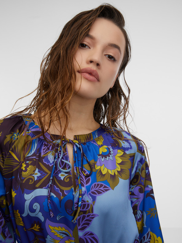 Orsay Μπλε γυναικείο σατέν μίντι με σχέδια ORSAY