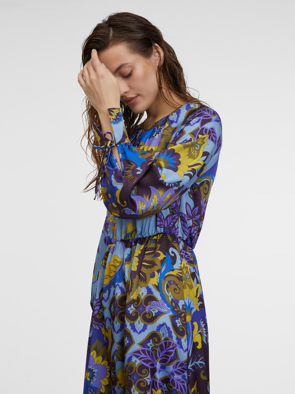 Orsay Μπλε γυναικείο σατέν μίντι με σχέδια ORSAY