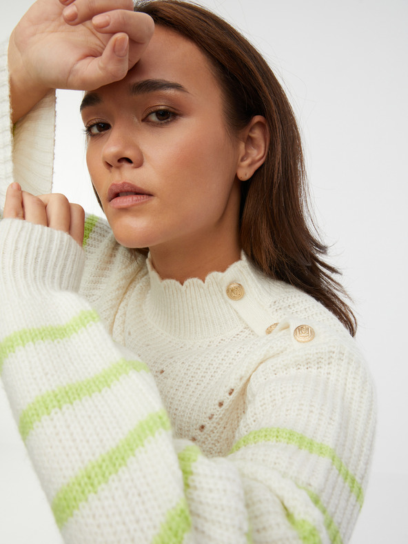 Orsay Πράσινο και λευκό γυναικείο ριγέ πουλόβερ με μαλλί ORSAY