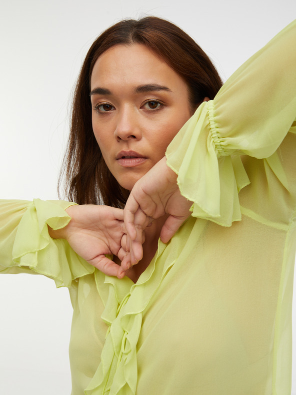 Orsay ORSAY ανοιχτό πράσινο γυναικείο μπλουζάκι με βολάν