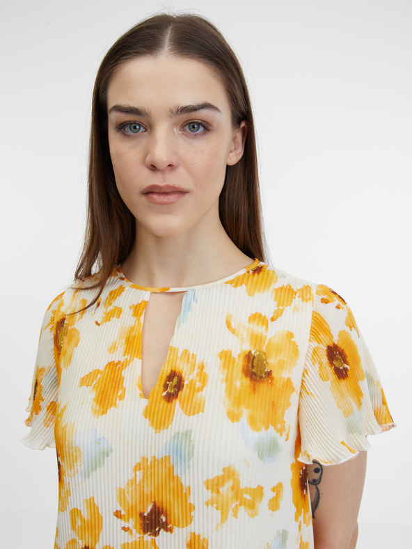 Orsay Κίτρινο-μπεζ γυναικείο φλοράλ φόρεμα ORSAY