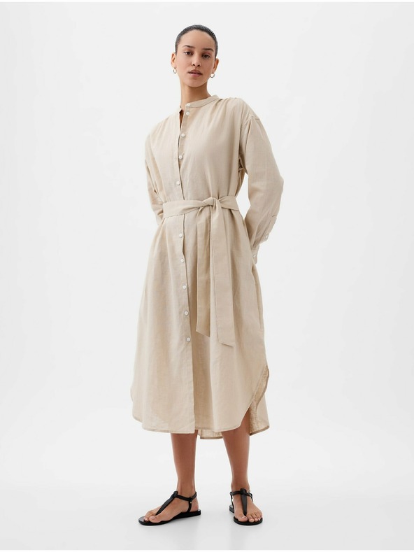 GAP Oversized λινό πουκαμίσιο φόρεμα GAP