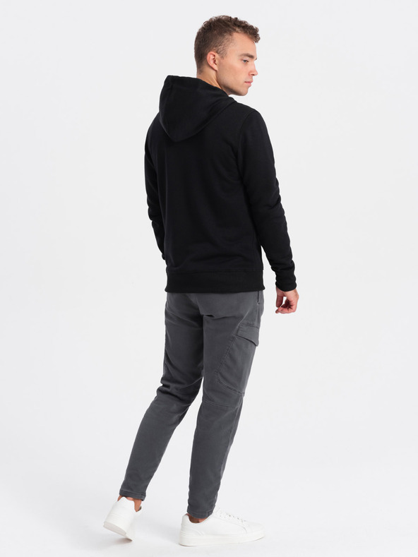 Ombre Clothing Μαύρο ανδρικό φούτερ με κουκούλα και φερμουάρ Ombre Clothing