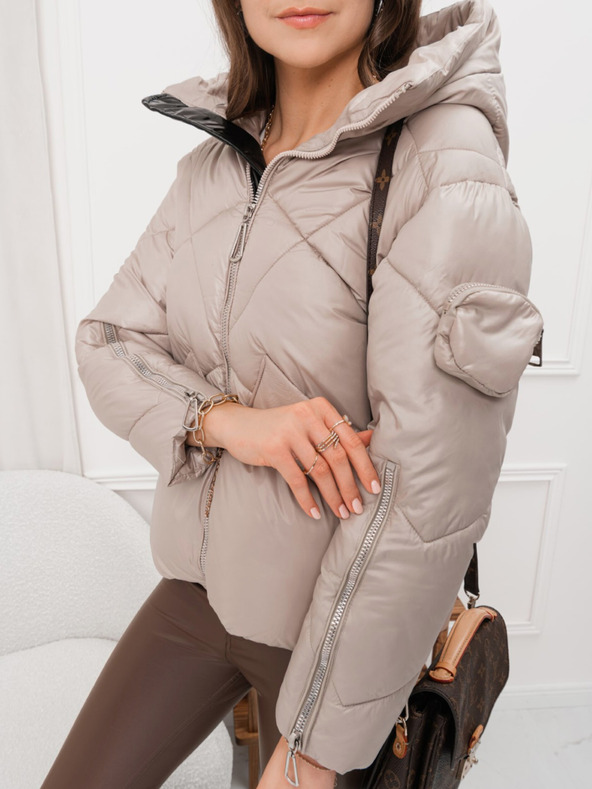 Edoti Edoti γυναικείο χειμερινό καπιτονέ μπουφάν σε ασημί χρώμα