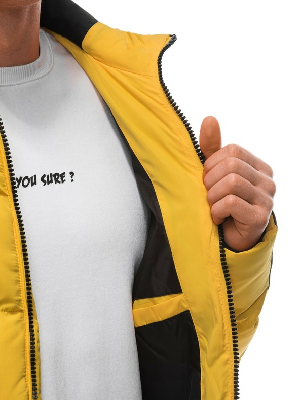 Edoti Κίτρινο ανδρικό χειμερινό καπιτονέ μπουφάν Edoti