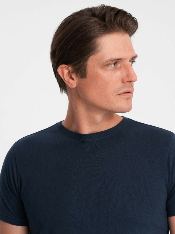 Ombre Clothing Σκούρο μπλε ανδρικό βασικό μπλουζάκι Ombre Clothing