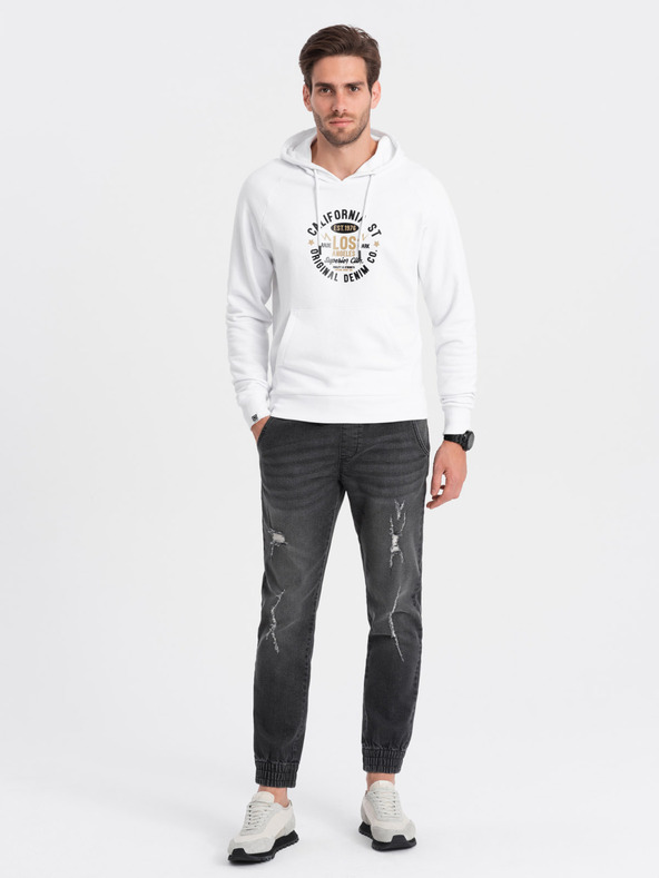 Ombre Clothing Σκούρο γκρι ανδρικό σκισμένο τζιν Ombre Clothing