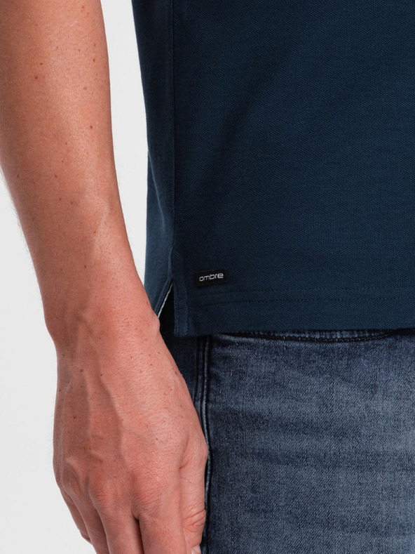 Ombre Clothing Σκούρο μπλε ανδρικό μπλουζάκι πόλο Ombre Clothing