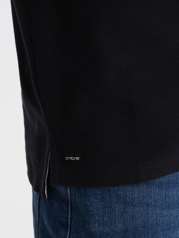 Ombre Clothing Μαύρο ανδρικό πουκάμισο πόλο Ombre Ρούχα