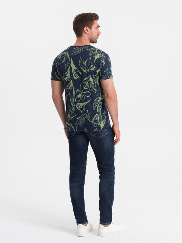 Ombre Clothing Πράσινο και μπλε ανδρικό μπλουζάκι με μοτίβο Ombre Clothing