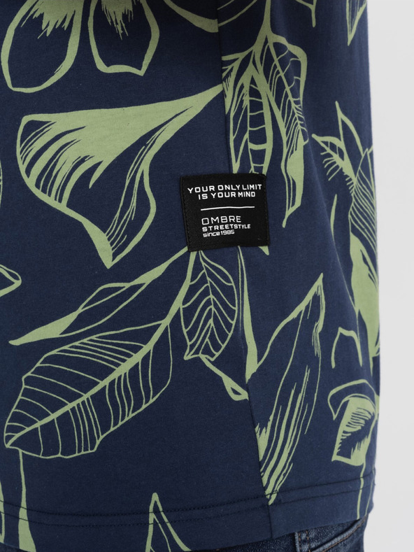 Ombre Clothing Πράσινο και μπλε ανδρικό μπλουζάκι με μοτίβο Ombre Clothing