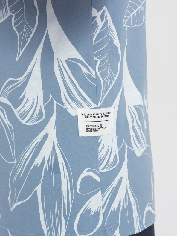 Ombre Clothing Ανοιχτό μπλε ανδρικό μπλουζάκι με σχέδια Ombre Clothing