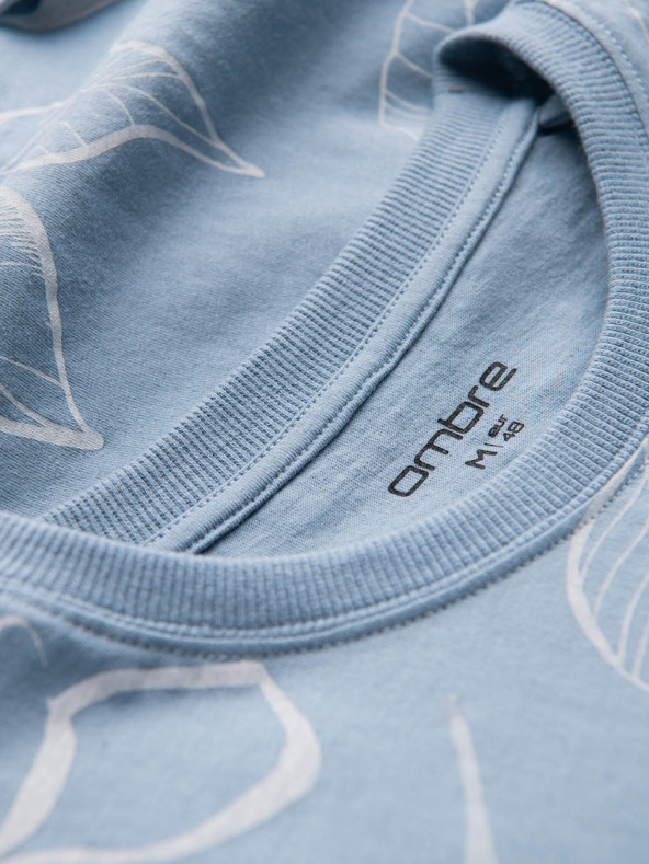 Ombre Clothing Ανοιχτό μπλε ανδρικό μπλουζάκι με σχέδια Ombre Clothing