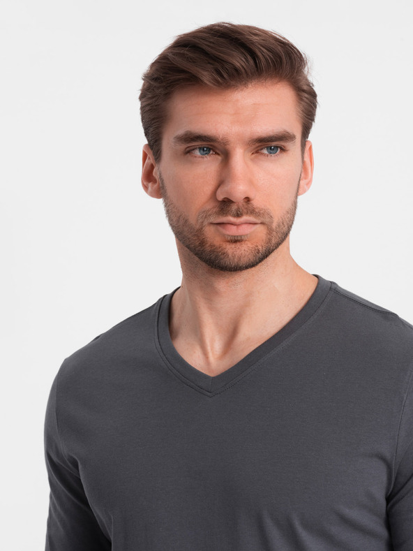 Ombre Clothing Σκούρο γκρι ανδρικό βασικό μπλουζάκι Ombre Clothing