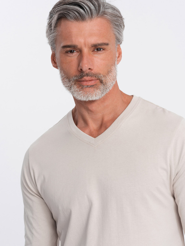 Ombre Clothing Μπεζ ανδρικό βασικό T-shirt Ombre Clothing