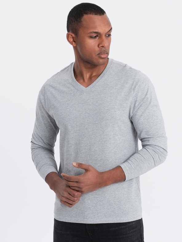 Ombre Clothing Ανοιχτό γκρι ανδρικό βασικό μπλουζάκι Ombre Clothing