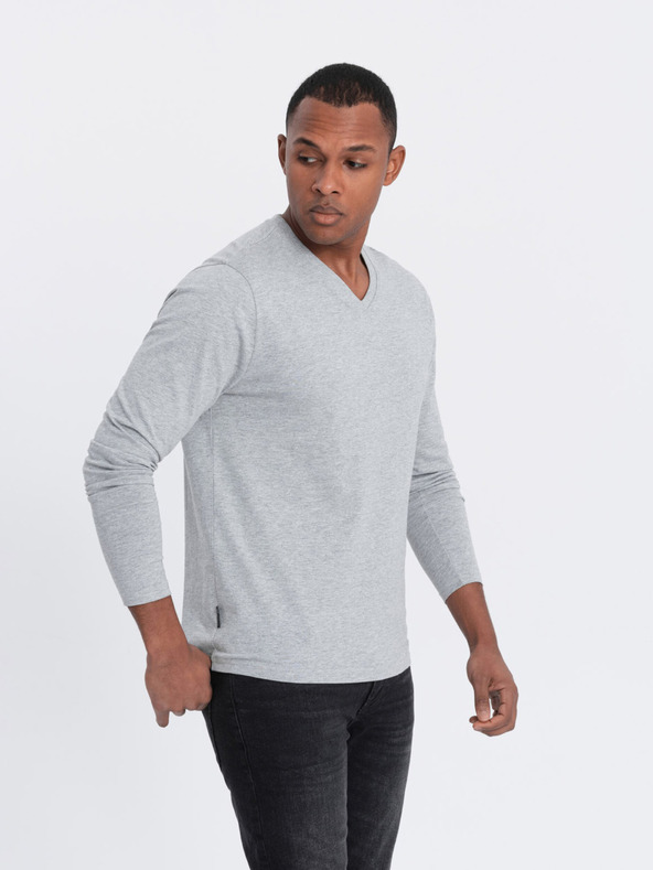 Ombre Clothing Ανοιχτό γκρι ανδρικό βασικό μπλουζάκι Ombre Clothing