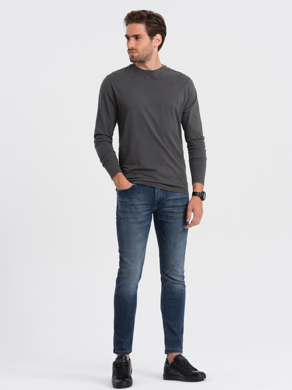 Ombre Clothing Σκούρο γκρι ανδρικό βασικό μπλουζάκι Ombre Clothing