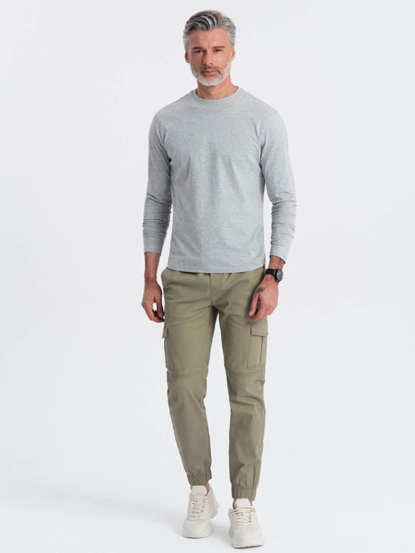 Ombre Clothing Γκρι ανδρικό βασικό T-shirt Ombre Clothing