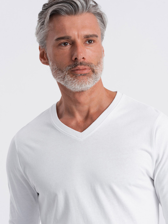 Ombre Clothing Λευκό ανδρικό βασικό πουκάμισο Ombre Clothing