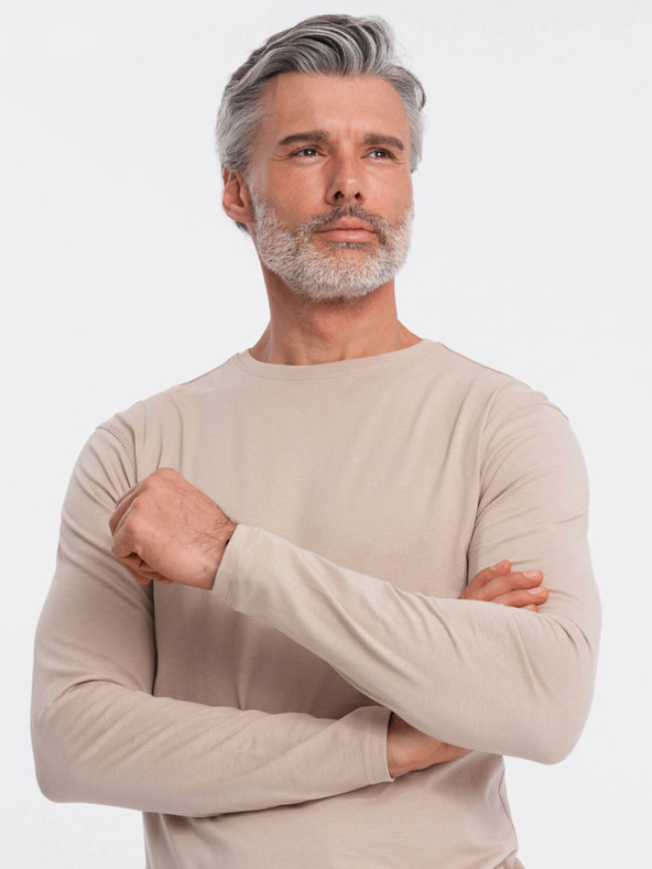 Ombre Clothing Μπεζ ανδρικό βασικό T-shirt Ombre Clothing