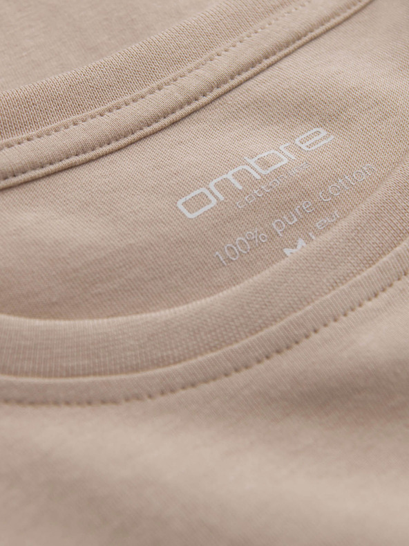Ombre Clothing Μπεζ ανδρικό βασικό T-shirt Ombre Clothing