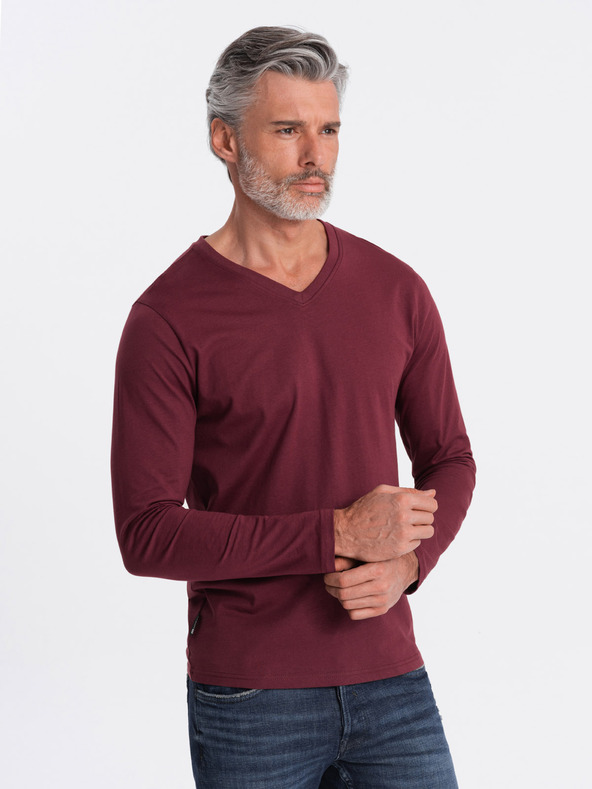 Ombre Clothing Ombre Clothing ανδρικό μπορντό basic T-shirt