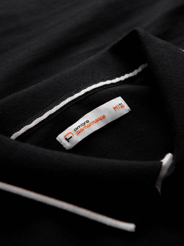 Ombre Clothing Μαύρο ανδρικό πουκάμισο πόλο Ombre Ρούχα