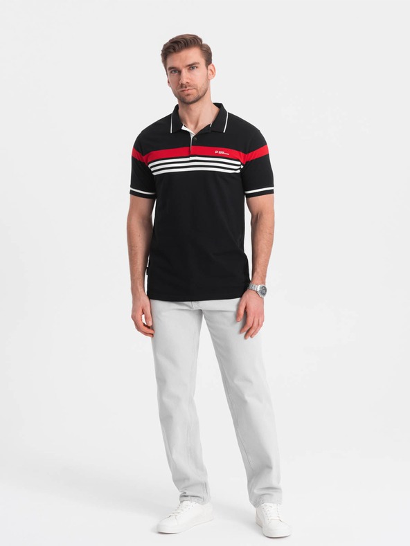 Ombre Clothing Μαύρο ανδρικό πουκάμισο πόλο Ombre Ρούχα