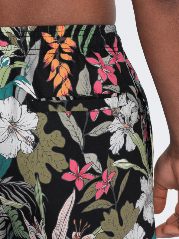 Ombre Clothing Ανδρικό μαύρο και πράσινο τροπικό μοτίβο μαγιό Ombre Clothing