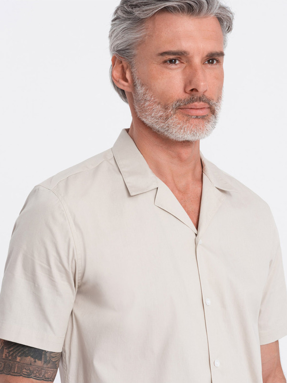 Ombre Clothing Ανδρικό κοντομάνικο πουκάμισο Ombre Creme Clothing