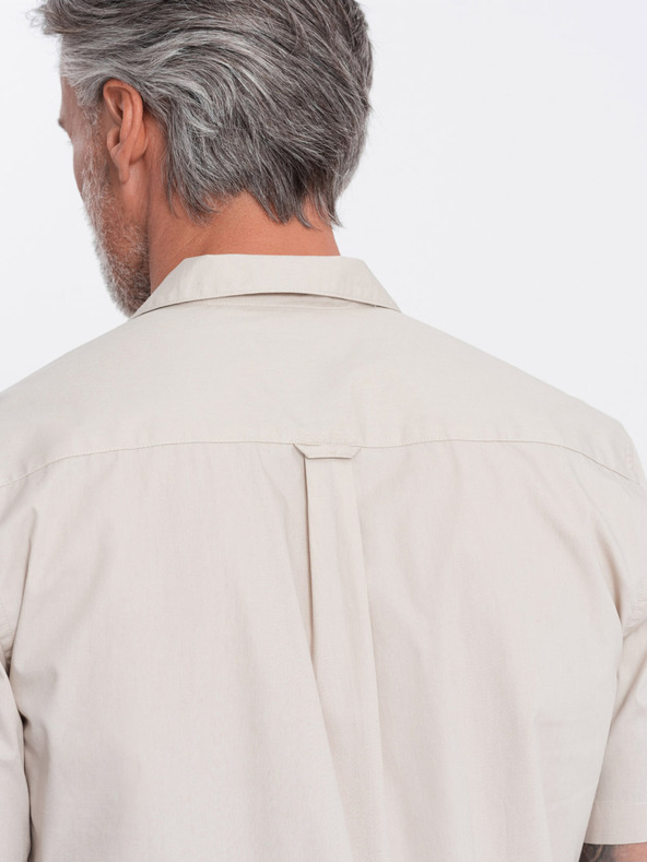 Ombre Clothing Ανδρικό κοντομάνικο πουκάμισο Ombre Creme Clothing
