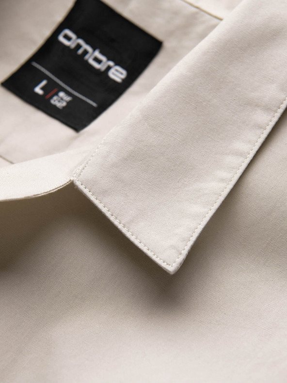 Ombre Clothing Ανδρικό κοντομάνικο πουκάμισο Ombre Creme Clothing