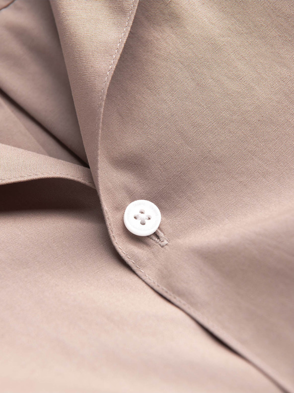 Ombre Clothing Ανοιχτό καφέ ανδρικό κοντομάνικο πουκάμισο Ombre Clothing