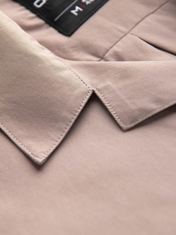 Ombre Clothing Ανοιχτό καφέ ανδρικό κοντομάνικο πουκάμισο Ombre Clothing