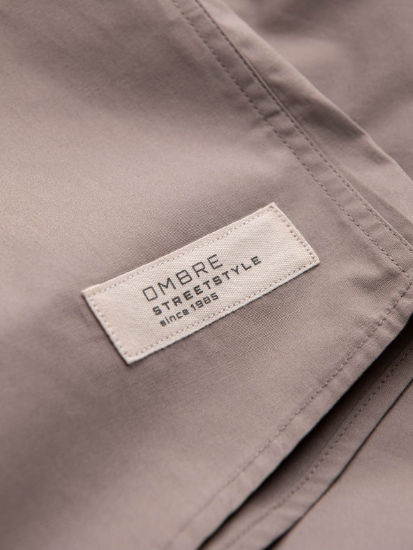 Ombre Clothing Καφέ ανδρικό κοντομάνικο πουκάμισο Ombre Clothing