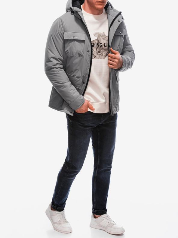 Edoti Γκρι ανδρικό χειμερινό μπουφάν Edoti