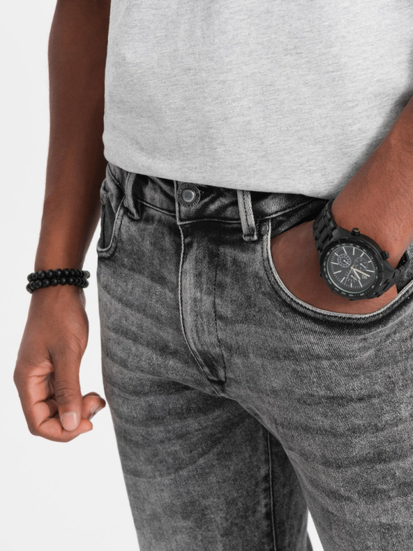 Ombre Clothing Γκρι ανδρικό τζιν σε λεπτή γραμμή Ombre Clothing